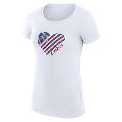 Chicago Cubs G-III 4Her by Carl Banks Women's Super-Slim Fit Lightweight Heart Graphic T-Shirt - White