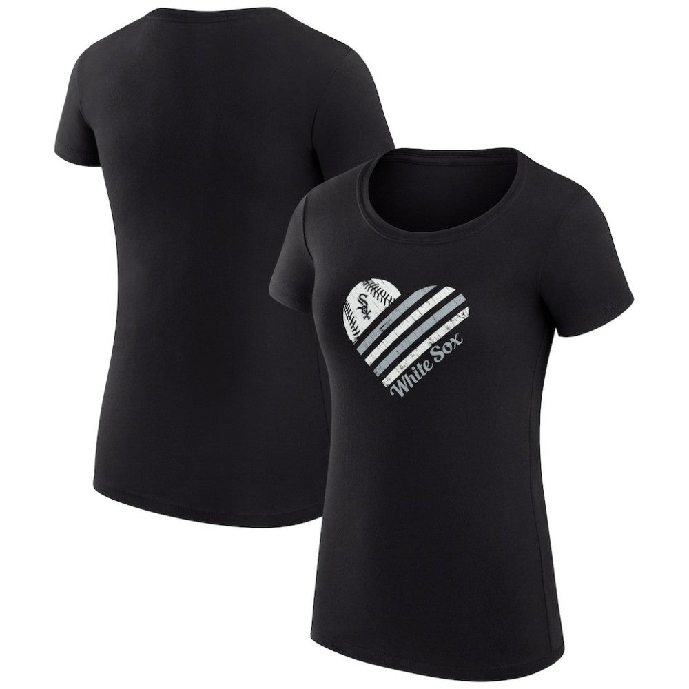 Chicago White Sox G-III 4Her by Carl Banks Women's Super-Slim Fit Lightweight Heart Graphic T-Shirt - Black