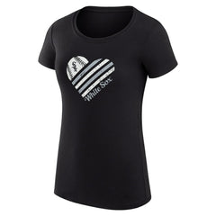 Chicago White Sox G-III 4Her by Carl Banks Women's Super-Slim Fit Lightweight Heart Graphic T-Shirt - Black