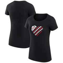 Cincinnati Reds G-III 4Her by Carl Banks Women's Super-Slim Fit Lightweight Heart Graphic T-Shirt - Black
