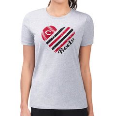Cincinnati Reds G-III 4Her by Carl Banks Women's Super-Slim Fit Lightweight Heart Graphic T-Shirt - Heather Gray
