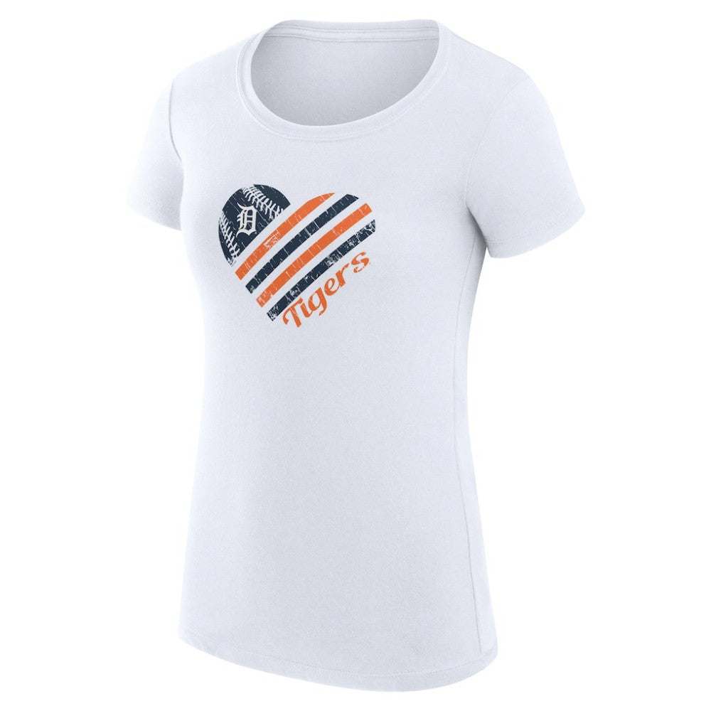 Detroit Tigers G-III 4Her by Carl Banks Women's Super-Slim Fit Lightweight Heart Graphic T-Shirt - White
