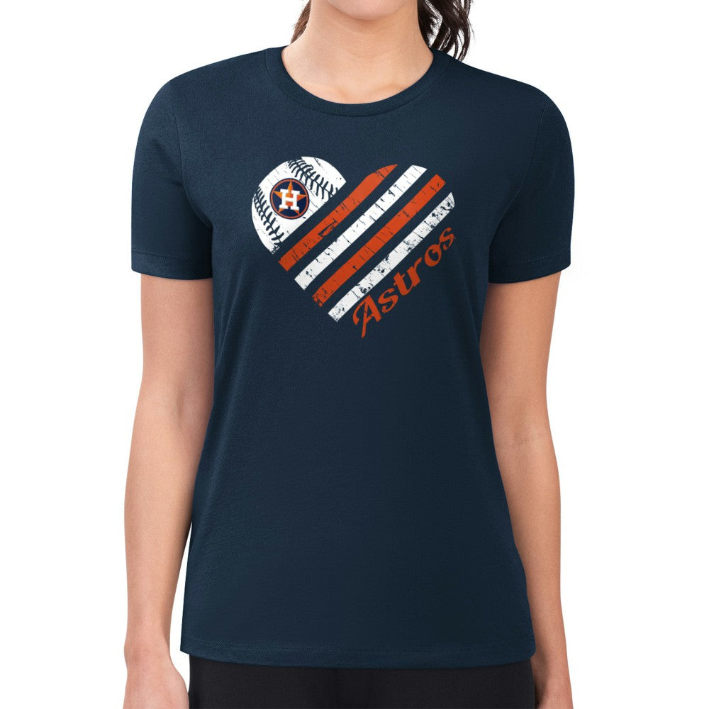 Houston Astros G-III 4Her by Carl Banks Women's Super-Slim Fit Lightweight Heart Graphic T-Shirt - Navy