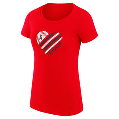 Los Angeles Angels G-III 4Her by Carl Banks Women's Super-Slim Fit Lightweight Heart Graphic T-Shirt - Red