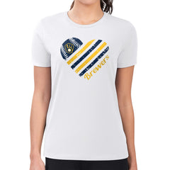 Milwaukee Brewers G-III 4Her by Carl Banks Women's Super-Slim Fit Lightweight Heart Graphic T-Shirt - White
