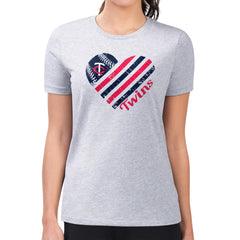 Minnesota Twins G-III 4Her by Carl Banks Women's Super-Slim Fit Lightweight Heart Graphic T-Shirt - Heather Gray