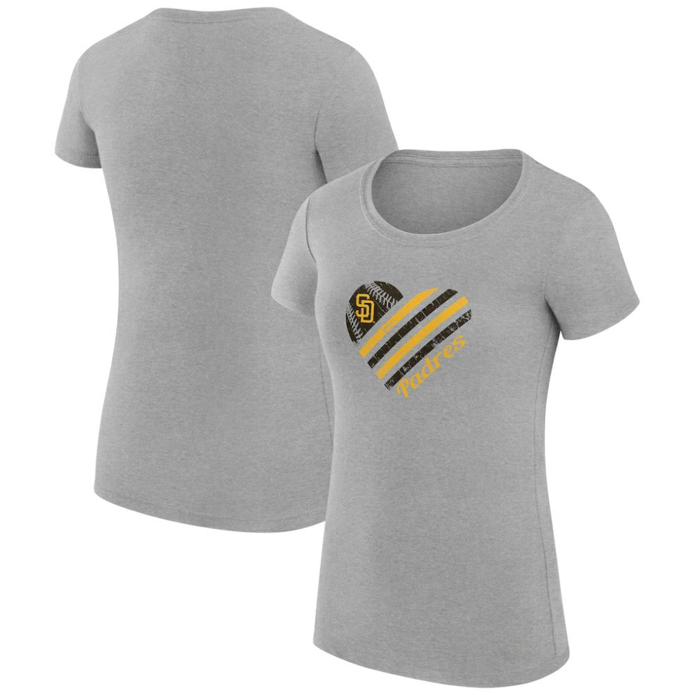 San Diego Padres G-III 4Her by Carl Banks Women's Super-Slim Fit Lightweight Heart Graphic T-Shirt - Heather Gray