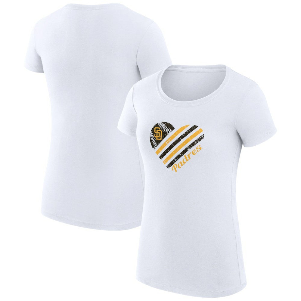 San Diego Padres G-III 4Her by Carl Banks Women's Super-Slim Fit Lightweight Heart Graphic T-Shirt - White