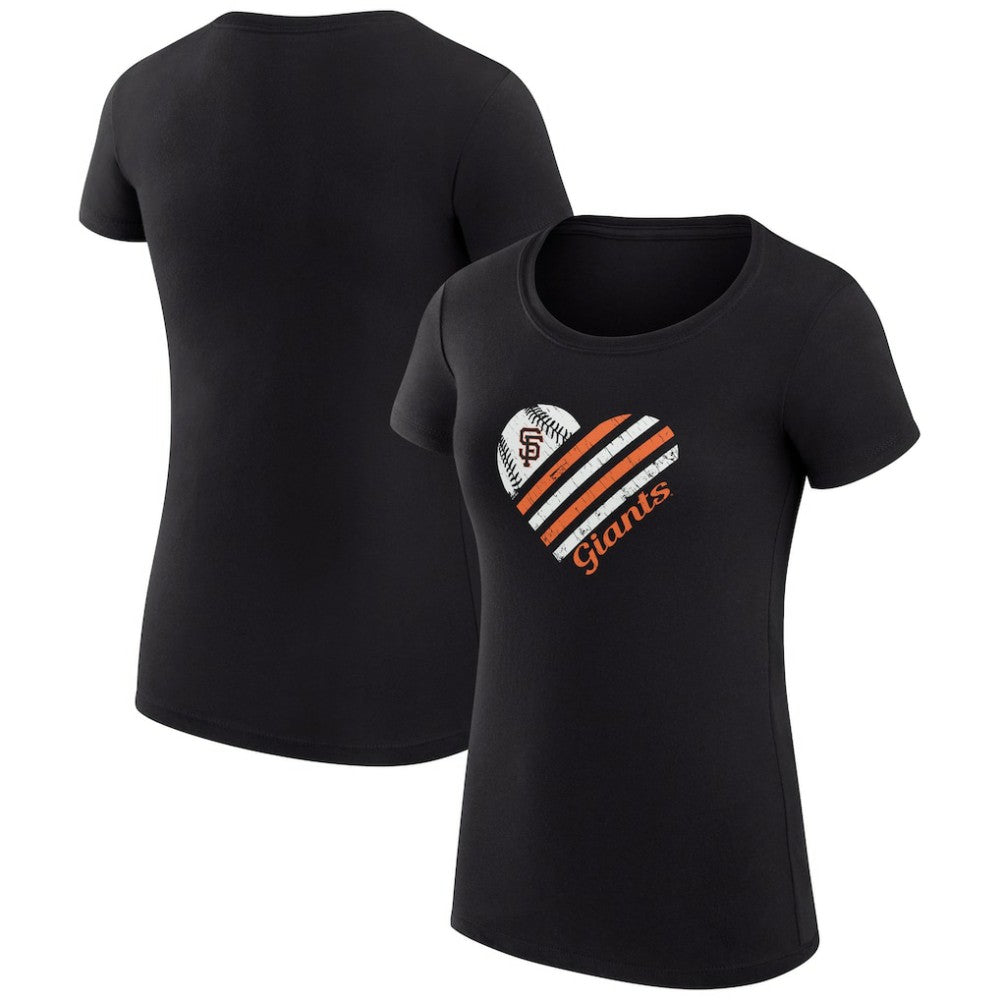 San Francisco Giants G-III 4Her by Carl Banks Women's Super-Slim Fit Lightweight Heart Graphic T-Shirt - Black