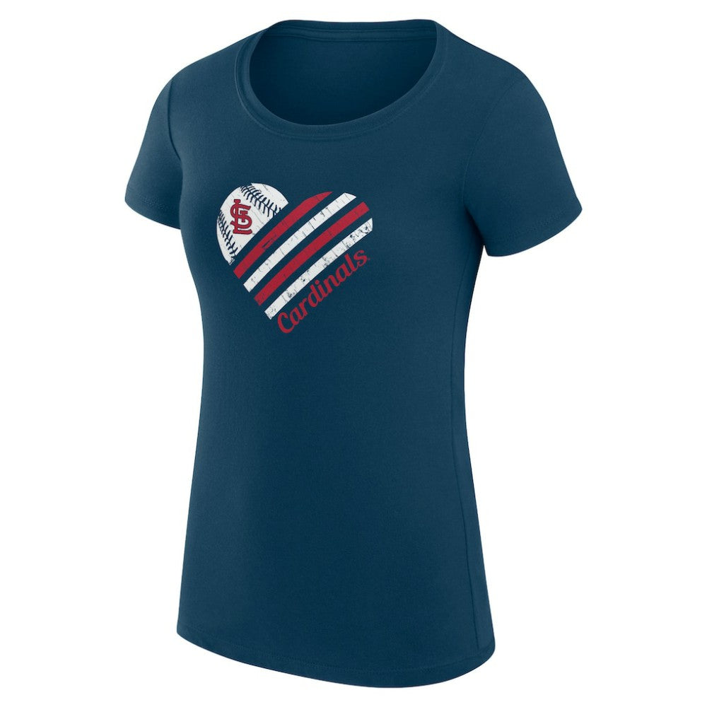 St. Louis Cardinals G-III 4Her by Carl Banks Women's Super-Slim Fit Lightweight Heart Graphic T-Shirt - Navy
