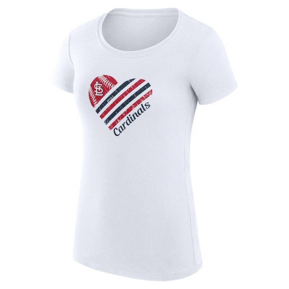 St. Louis Cardinals G-III 4Her by Carl Banks Women's Super-Slim Fit Lightweight Heart Graphic T-Shirt - White