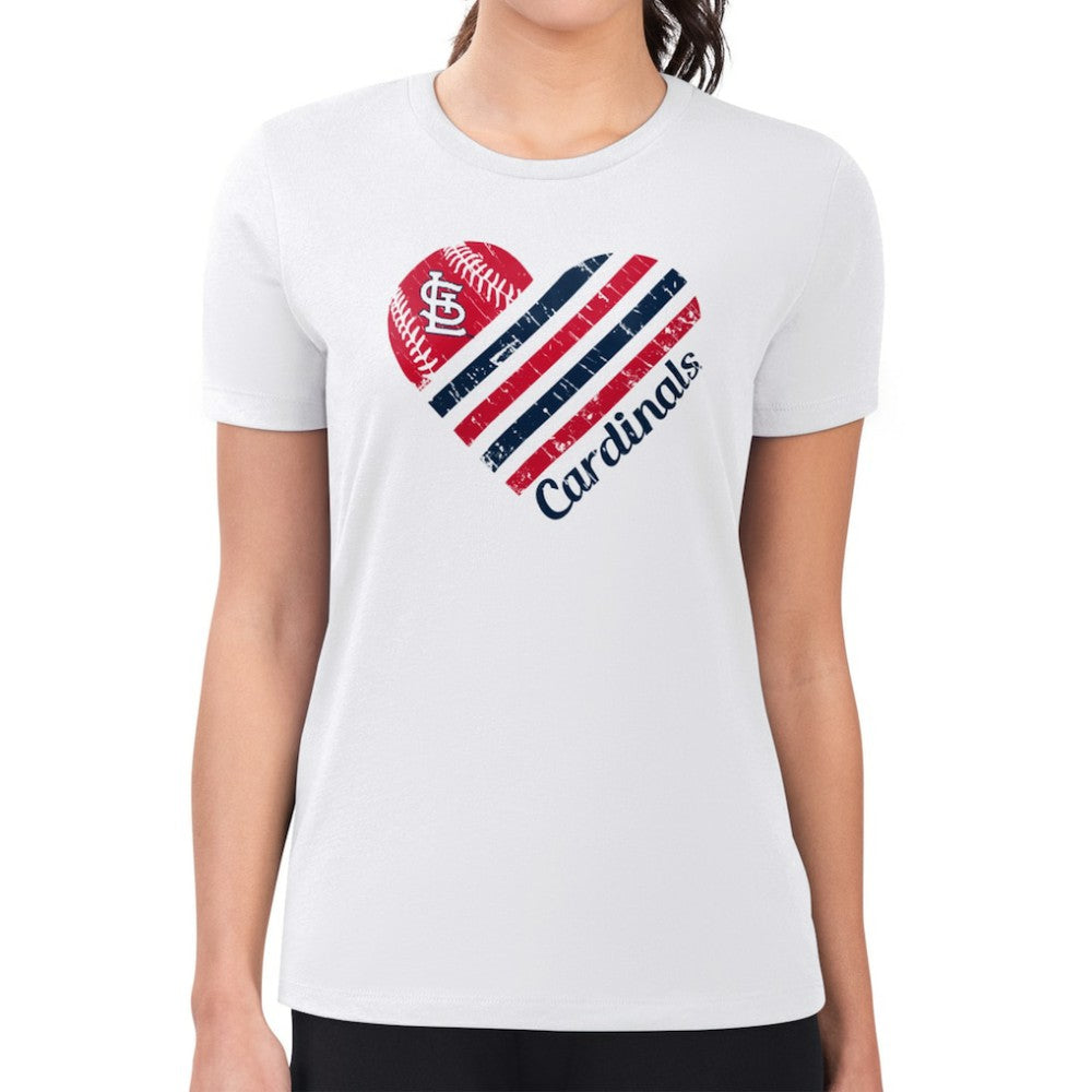 St. Louis Cardinals G-III 4Her by Carl Banks Women's Super-Slim Fit Lightweight Heart Graphic T-Shirt - White