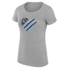 Tampa Bay Rays G-III 4Her by Carl Banks Women's Super-Slim Fit Lightweight Heart Graphic T-Shirt - Heather Gray