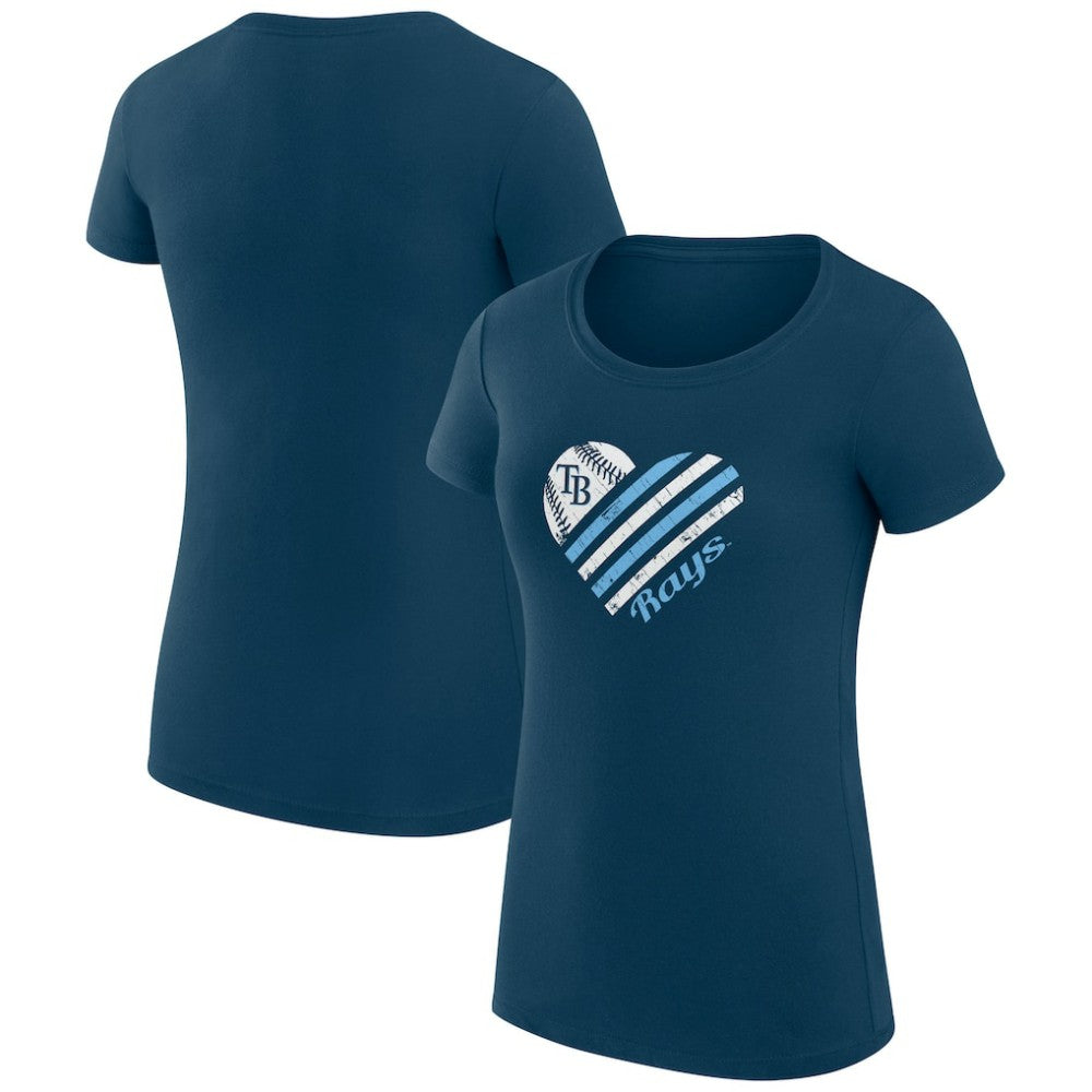 Tampa Bay Rays G-III 4Her by Carl Banks Women's Super-Slim Fit Lightweight Heart Graphic T-Shirt - Navy