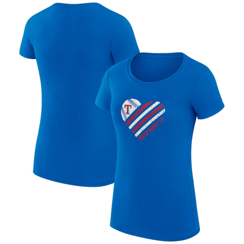 Texas Rangers G-III 4Her by Carl Banks Women's Super-Slim Fit Lightweight Heart Graphic T-Shirt - Royal