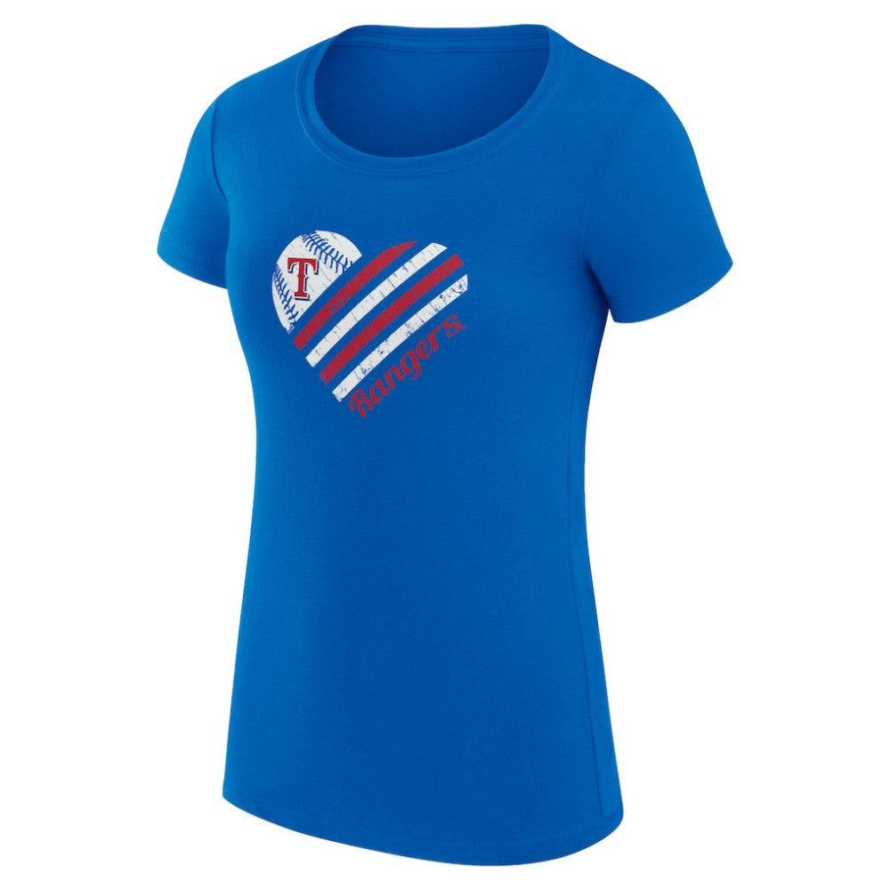 Texas Rangers G-III 4Her by Carl Banks Women's Super-Slim Fit Lightweight Heart Graphic T-Shirt - Royal