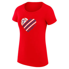 Texas Rangers G-III 4Her by Carl Banks Women's Super-Slim Fit Lightweight Heart Graphic T-Shirt - Red