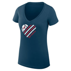 Atlanta Braves G-III 4Her by Carl Banks Women's Super-Slim Fit Lightweight Heart V-Neck T-Shirt - Navy