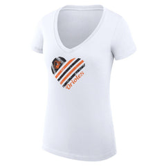 Baltimore Orioles G-III 4Her by Carl Banks Women's Super-Slim Fit Lightweight Heart V-Neck T-Shirt - White