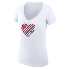 Boston Red Sox G-III 4Her by Carl Banks Women's Super-Slim Fit Lightweight Heart V-Neck T-Shirt - White