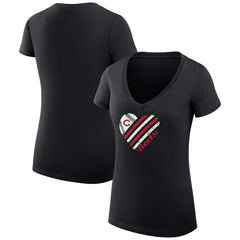 Cincinnati Reds G-III 4Her by Carl Banks Women's Super-Slim Fit Lightweight Heart V-Neck T-Shirt - Black