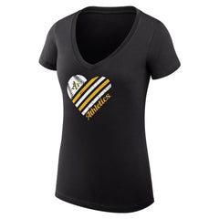 Athletics G-III 4Her by Carl Banks Women's Super-Slim Fit Lightweight Heart V-Neck T-Shirt - Black