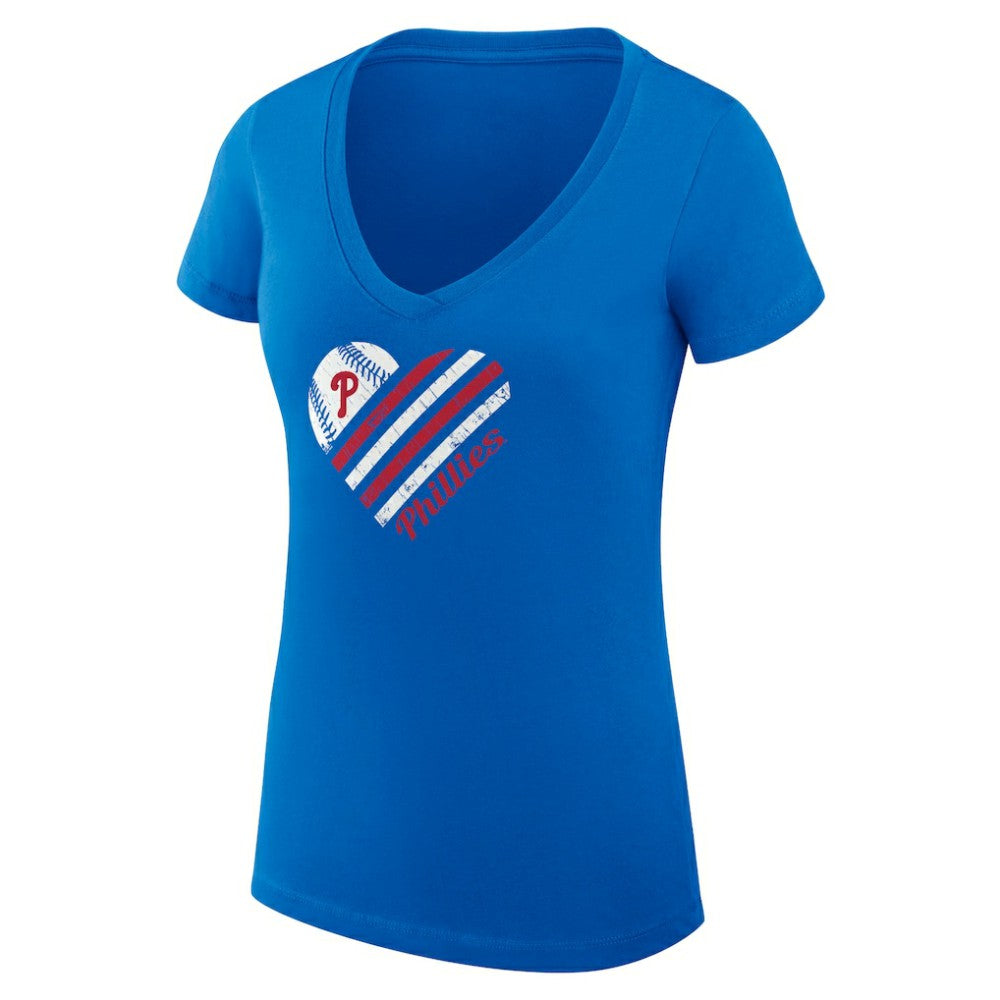 Philadelphia Phillies G-III 4Her by Carl Banks Women's Super-Slim Fit Lightweight Heart V-Neck T-Shirt - Royal