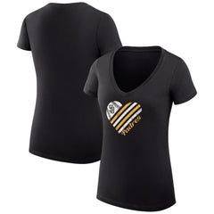 San Diego Padres G-III 4Her by Carl Banks Women's Super-Slim Fit Lightweight Heart V-Neck T-Shirt - Black