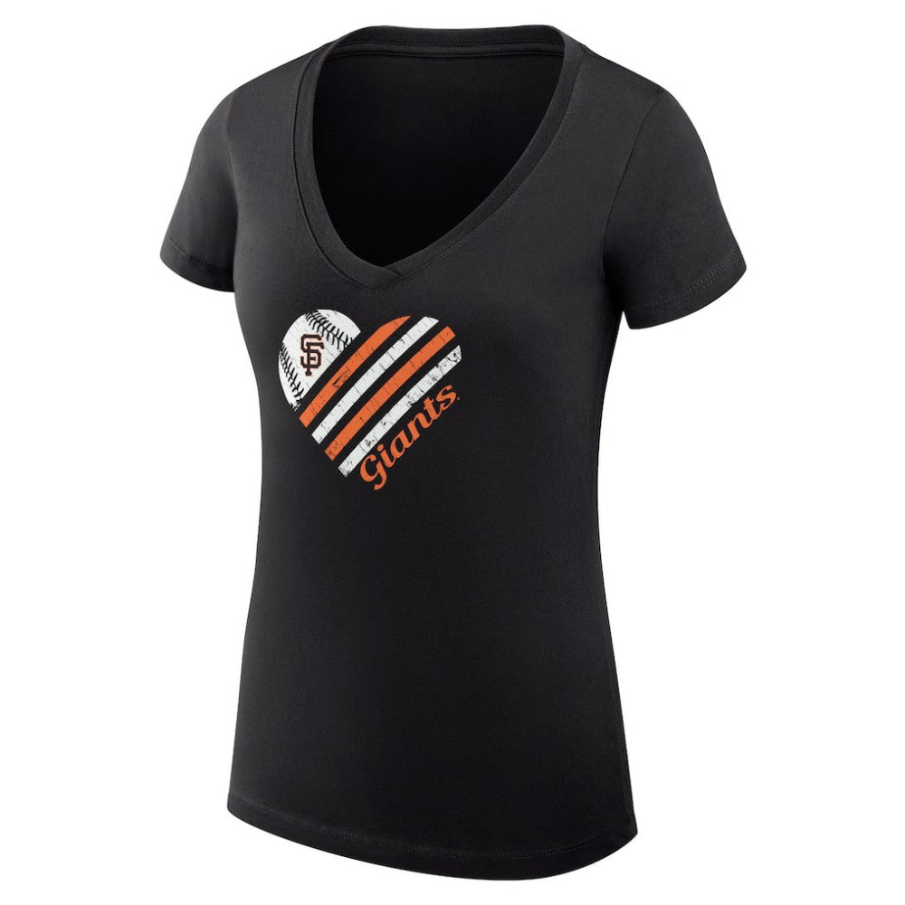 San Francisco Giants G-III 4Her by Carl Banks Women's Super-Slim Fit Lightweight Heart V-Neck T-Shirt - Black