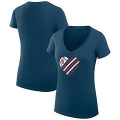 St. Louis Cardinals G-III 4Her by Carl Banks Women's Super-Slim Fit Lightweight Heart V-Neck T-Shirt - Navy