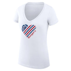 Texas Rangers G-III 4Her by Carl Banks Women's Super-Slim Fit Lightweight Heart V-Neck T-Shirt - White
