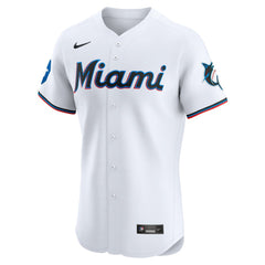 Miami Marlins Home Elite Patch Jersey - White | Nike