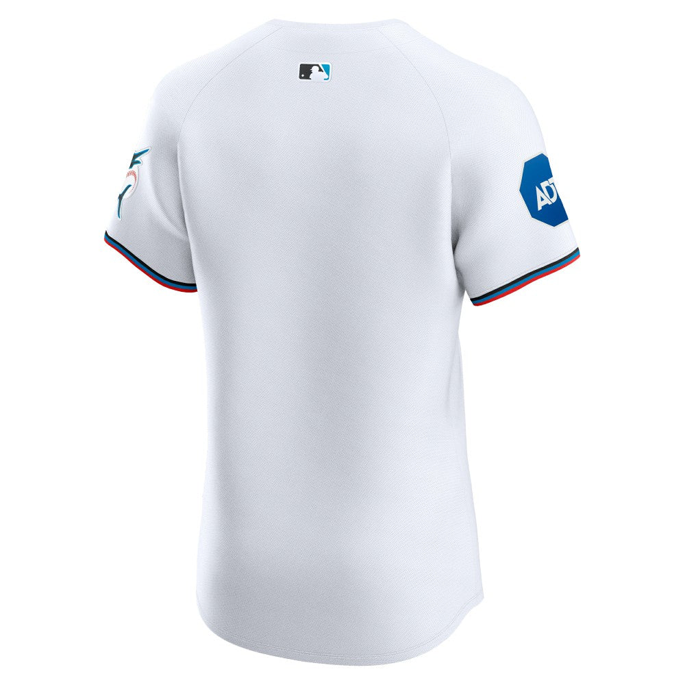 Miami Marlins Home Elite Patch Jersey - White | Nike