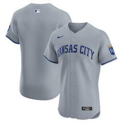 Kansas City Royals Road Vapor Premier Elite Patch Jersey - Gray | Nike