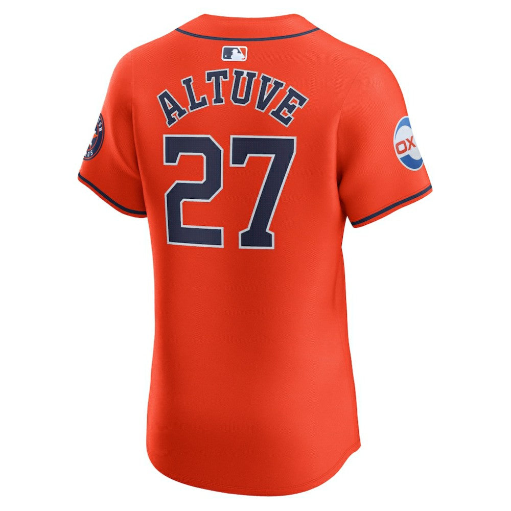 Jose Altuve Houston Astros Alternate Elite Sponsor Patch Player Jersey - Orange | Nike