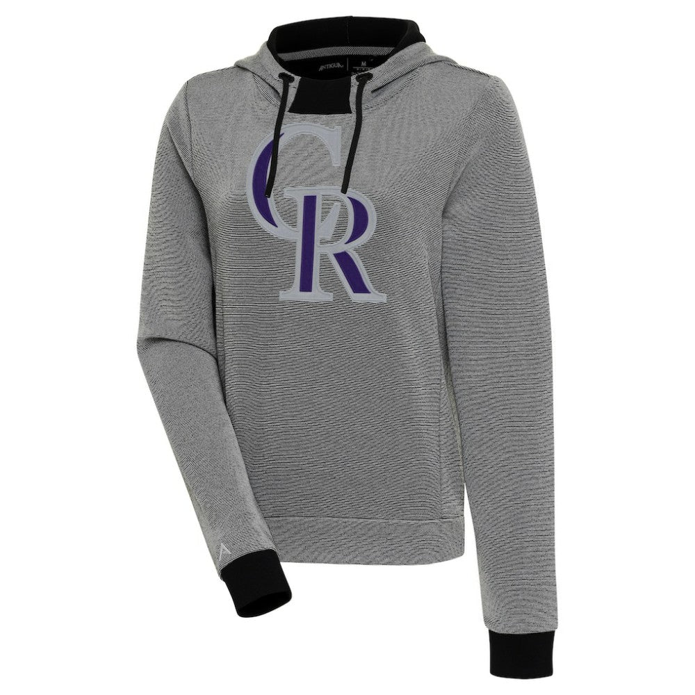 Colorado Rockies Antigua Women's Axe Bunker Tri-Blend Pullover Hoodie - Black/White