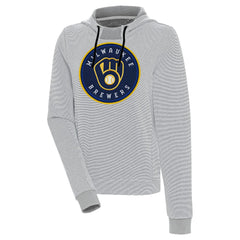 Milwaukee Brewers Antigua Women's Axe Bunker Tri-Blend Pullover Hoodie - Gray/White
