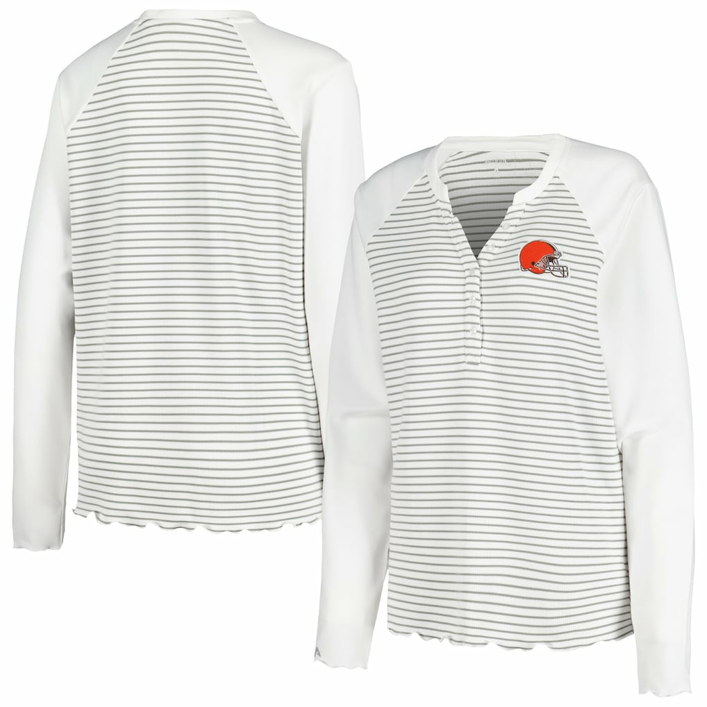 NFL Cleveland Browns Antigua Women's Maverick Waffle Henley Long Sleeve T-Shirt