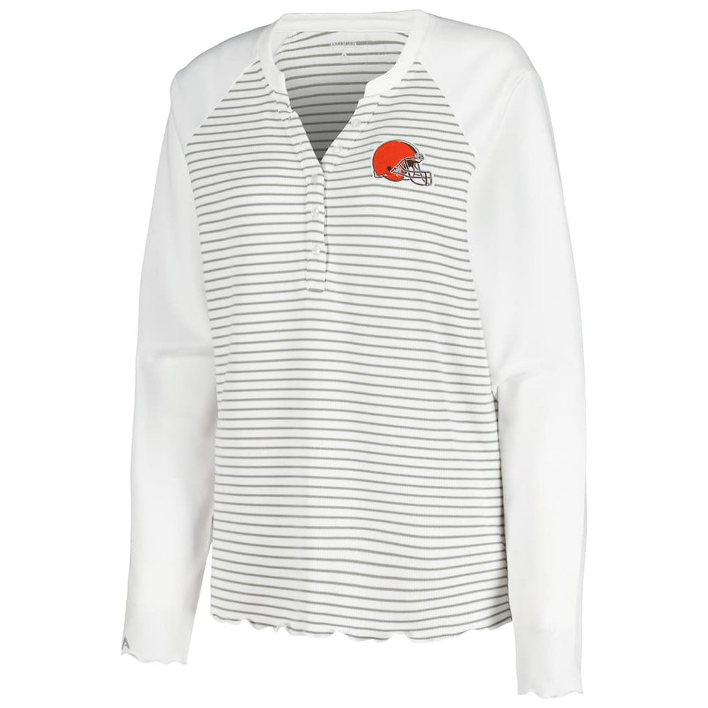 NFL Cleveland Browns Antigua Women's Maverick Waffle Henley Long Sleeve T-Shirt
