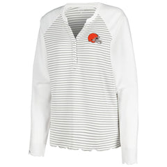 NFL Cleveland Browns Antigua Women's Maverick Waffle Henley Long Sleeve T-Shirt