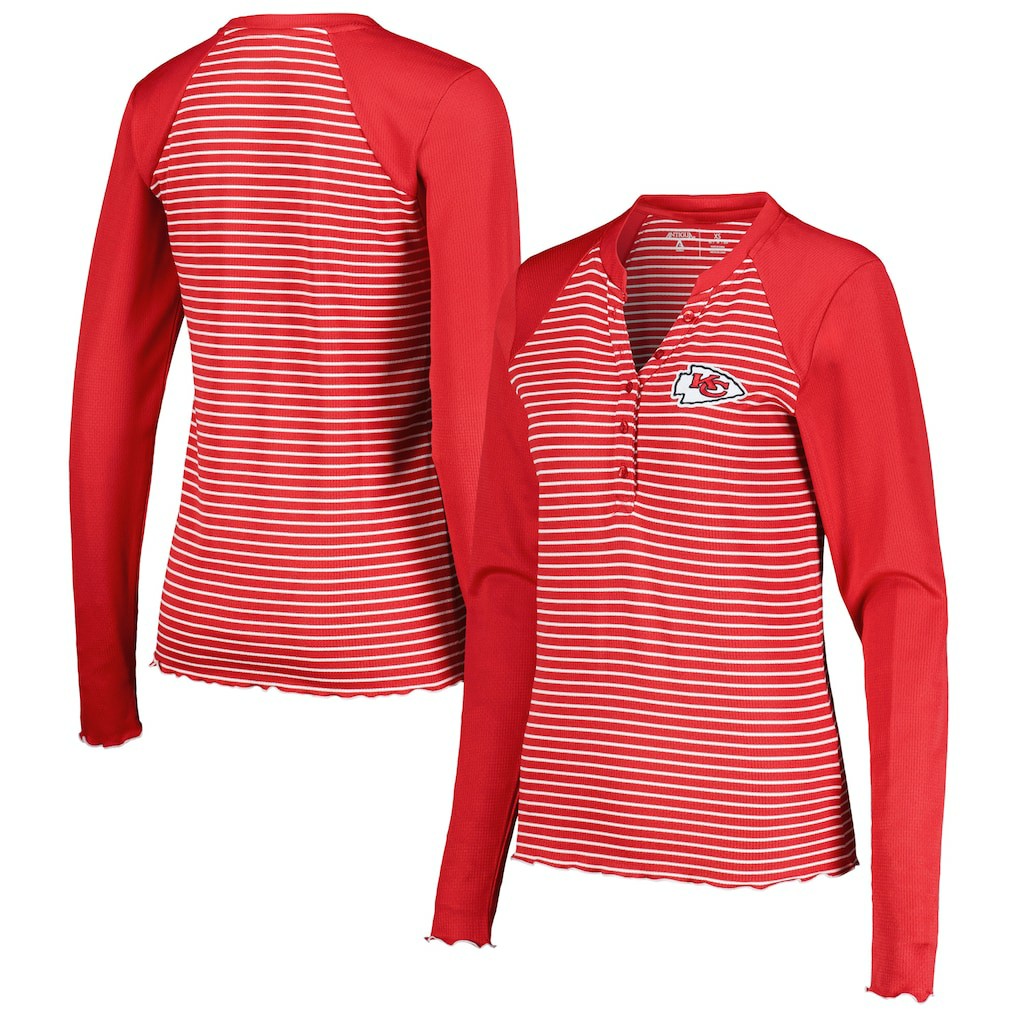NFL Kansas City Chiefs Antigua Women's Maverick Waffle Henley Long Sleeve T-Shirt