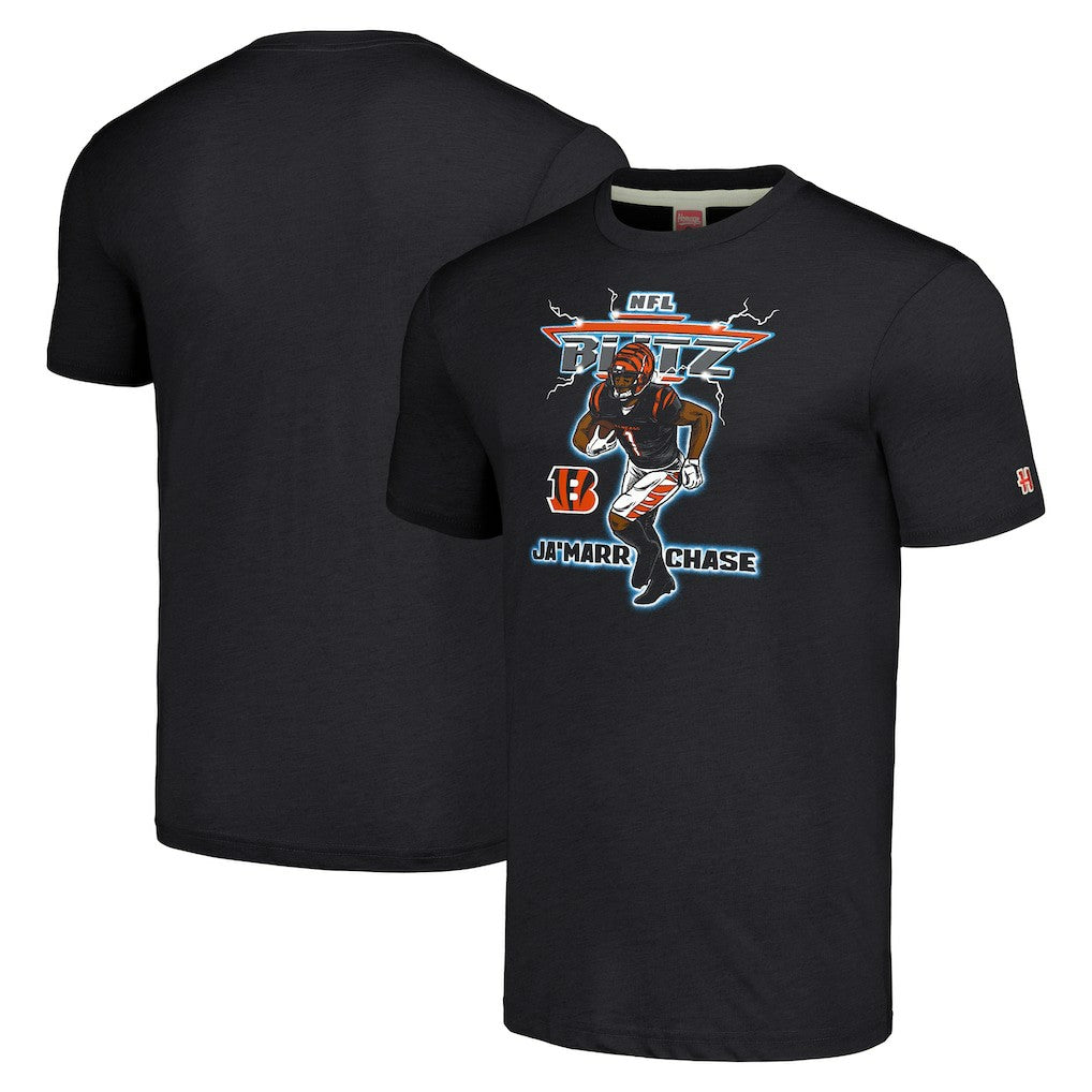 NFL Cincinnati Bengals Ja'Marr Chase  Homage Unisex NFL Blitz Player Tri-Blend T-Shirt