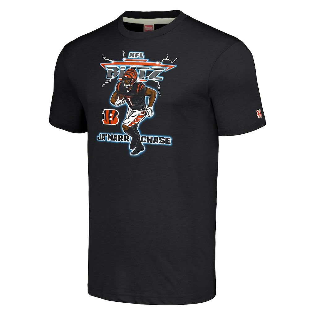 NFL Cincinnati Bengals Ja'Marr Chase  Homage Unisex NFL Blitz Player Tri-Blend T-Shirt