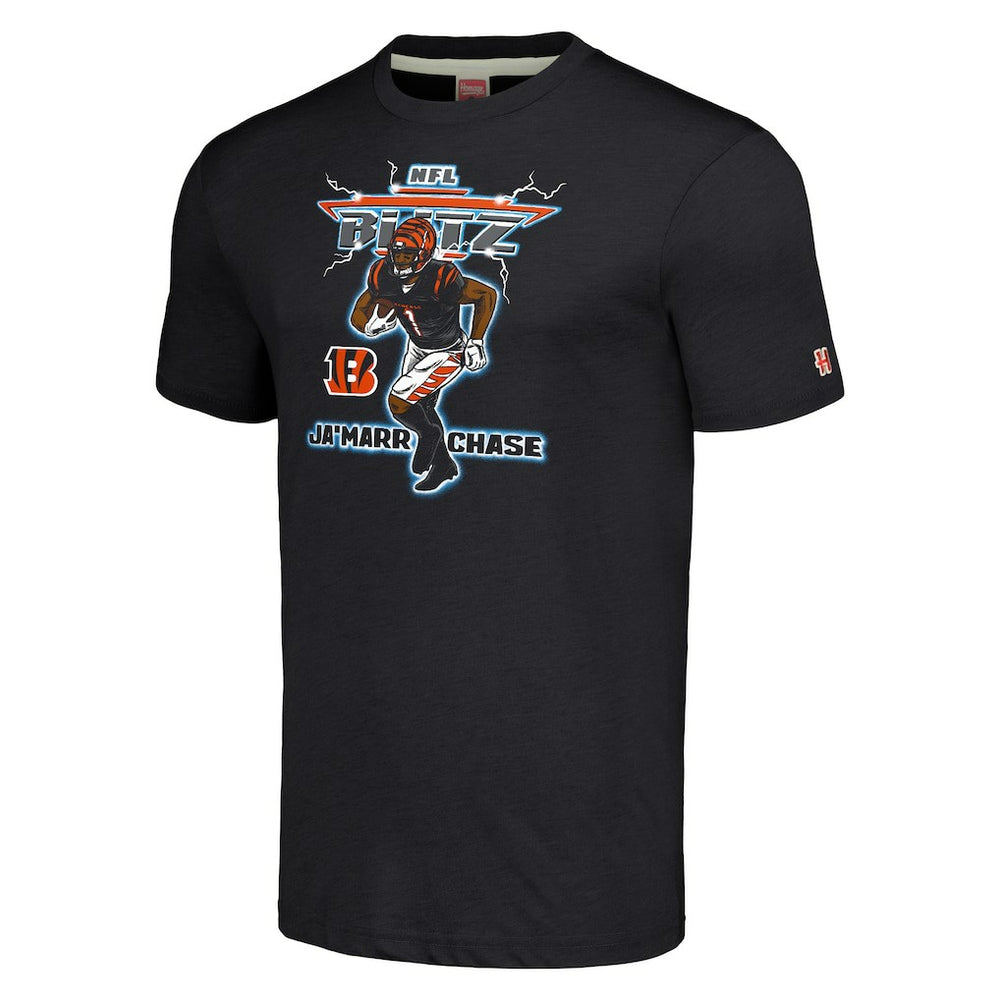 NFL Cincinnati Bengals Ja'Marr Chase  Homage Unisex NFL Blitz Player Tri-Blend T-Shirt
