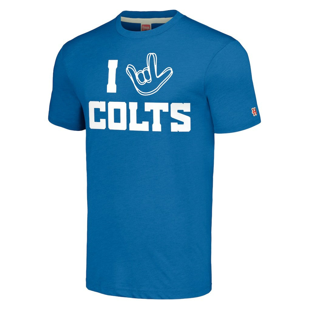 NFL Indianapolis Colts Homage Unisex The NFL ASL Collection by Love Sign Tri-Blend T-Shirt