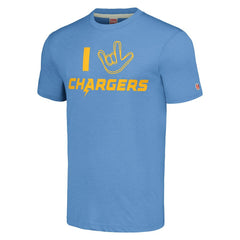 NFL Los Angeles Chargers Homage Unisex The NFL ASL Collection by Love Sign Tri-Blend T-Shirt
