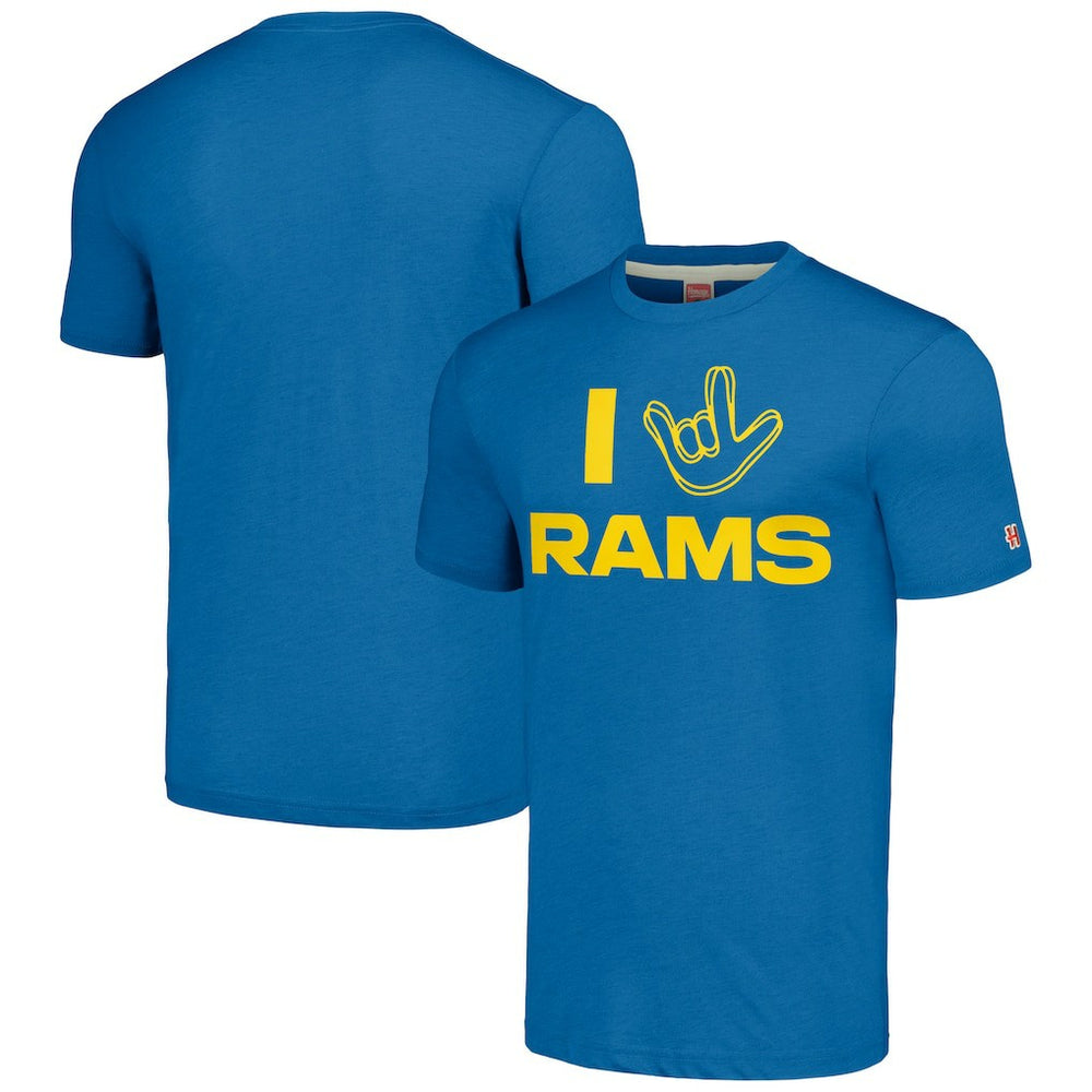 NFL Los Angeles Rams Homage Unisex The NFL ASL Collection by Love Sign Tri-Blend T-Shirt