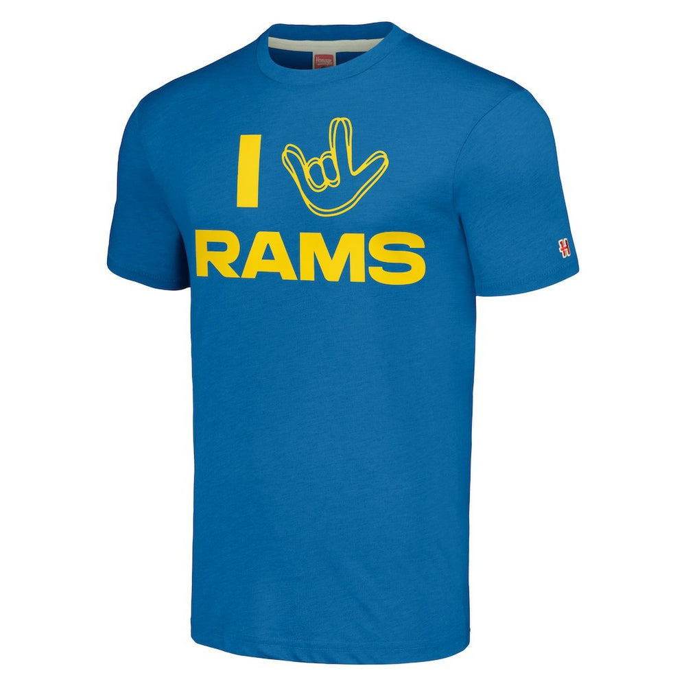 NFL Los Angeles Rams Homage Unisex The NFL ASL Collection by Love Sign Tri-Blend T-Shirt