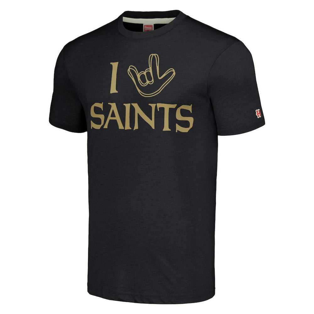 NFL New Orleans Saints Homage Unisex The NFL ASL Collection by Love Sign Tri-Blend T-Shirt