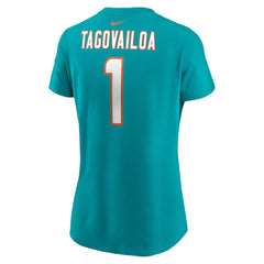 NFL Miami Dolphins Tua Tagovailoa  Women's Player Name & Number T-Shirt